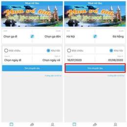ảnh chụp màn hình mua vé tàu online ga đà nẵng