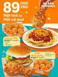 ảnh chụp màn hình thực đơn của gà rán popeyes đà nẵng