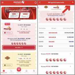 giao diện app kết quả vietlott 6/45 gần đây