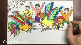 hướng dẫn sử dụng đá gà vẽ tranh lễ hội đá gà